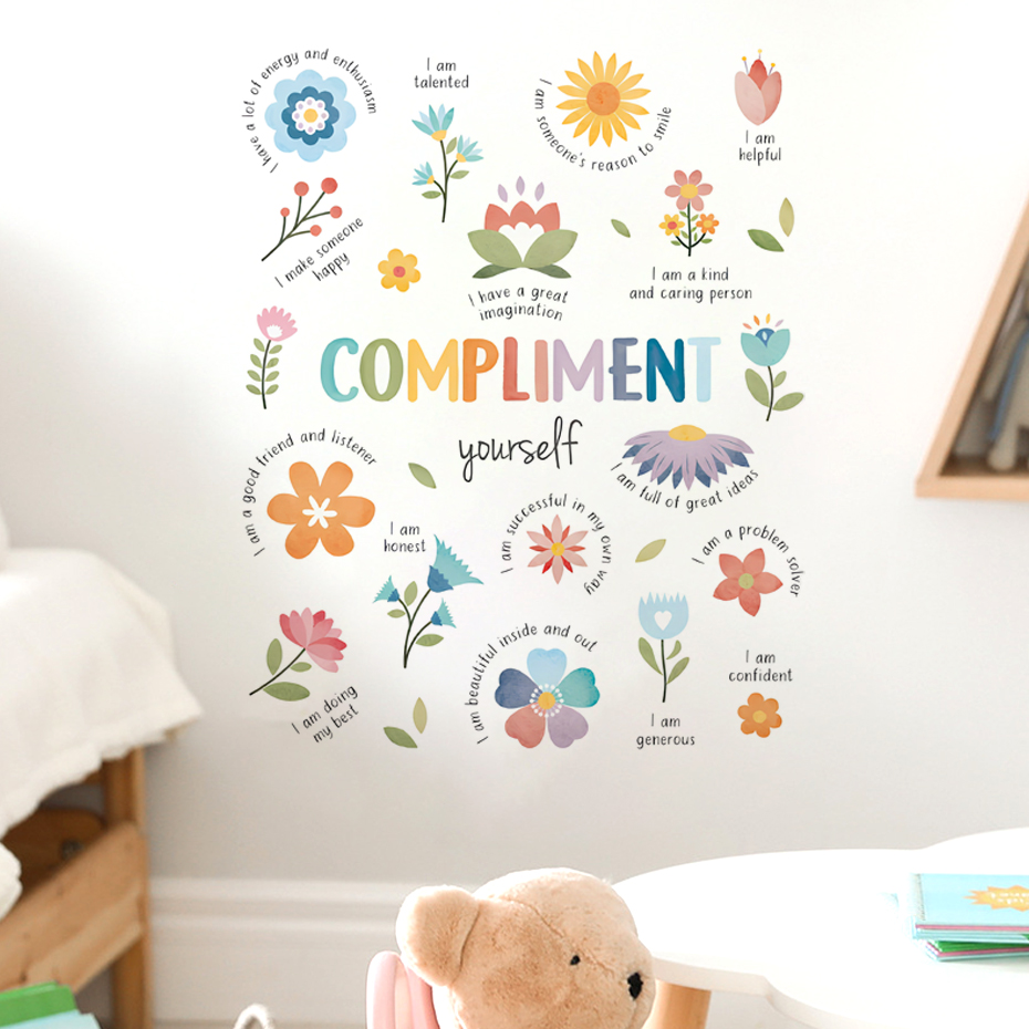 Baby Nursery Decals - English colorful inspirational quotes Watercolor Wall