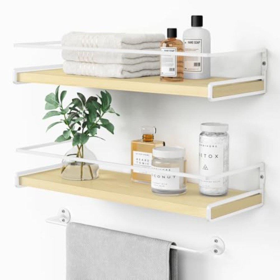 Baby Nursery Girl Room - Floating Shelves for Wall with Rail,