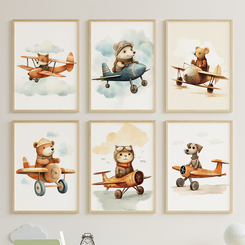 Baby Nursery Prints - Boho Bear Rabbit Cat Dog Mouse