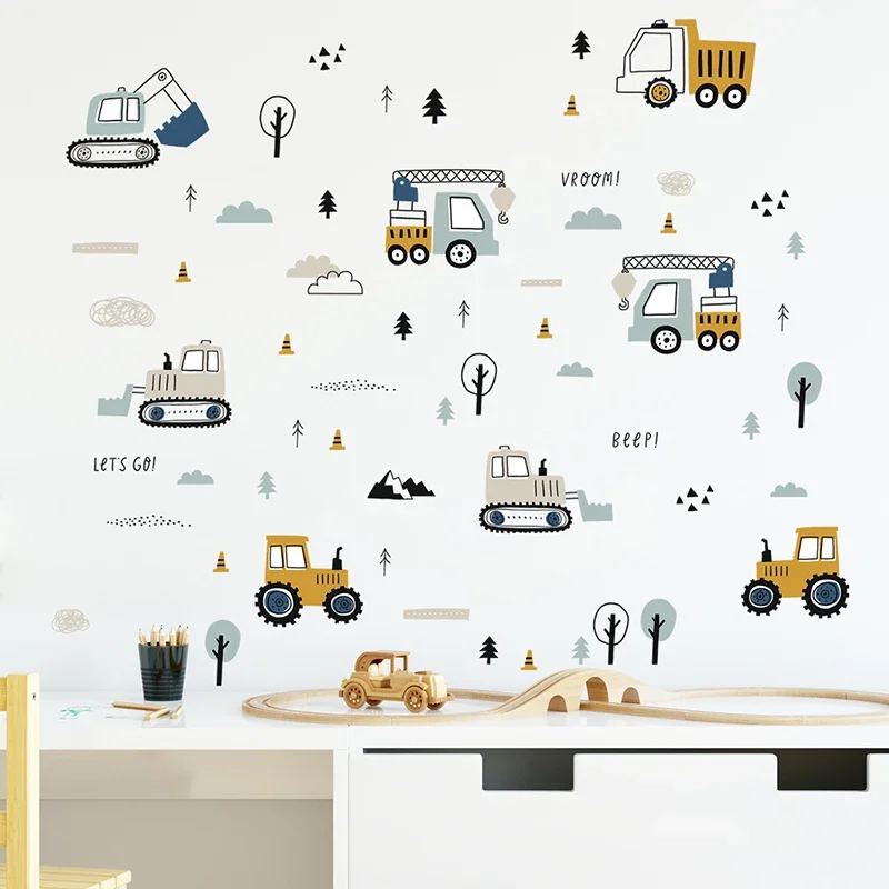 Baby Nursery Decals - Hand Drawn Cute Cars Cargo Truck