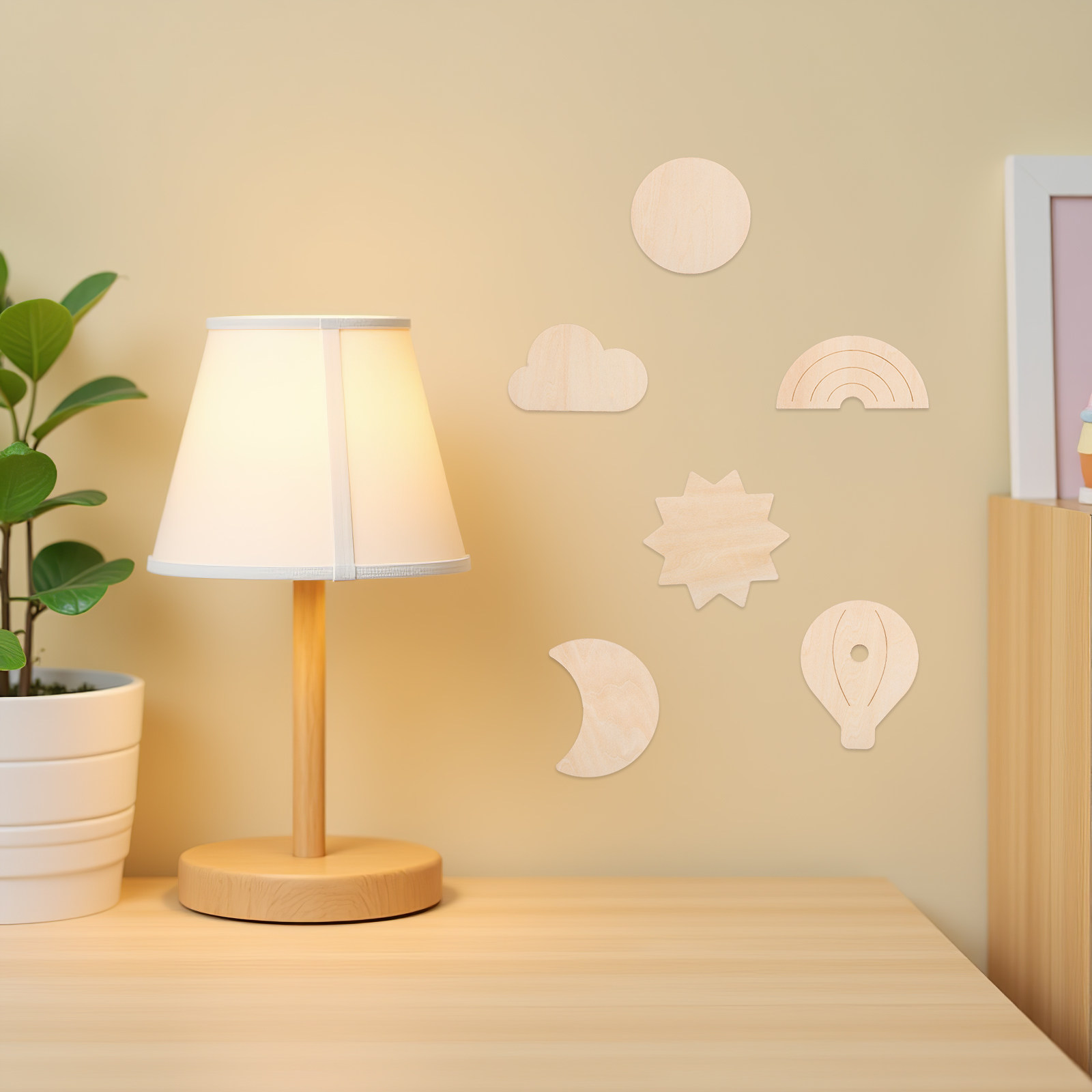 6Pcs Wood Wall Stickers Sky Th - Baby Nursery Hot Air Balloon Theme recension och pris