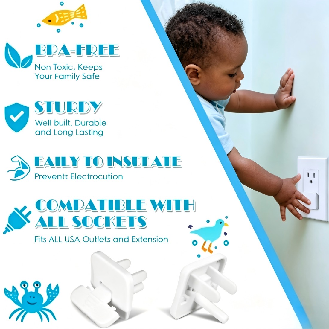 38 Pcs White Plastic Childproo - Outlet Cover Childproof recension och pris
