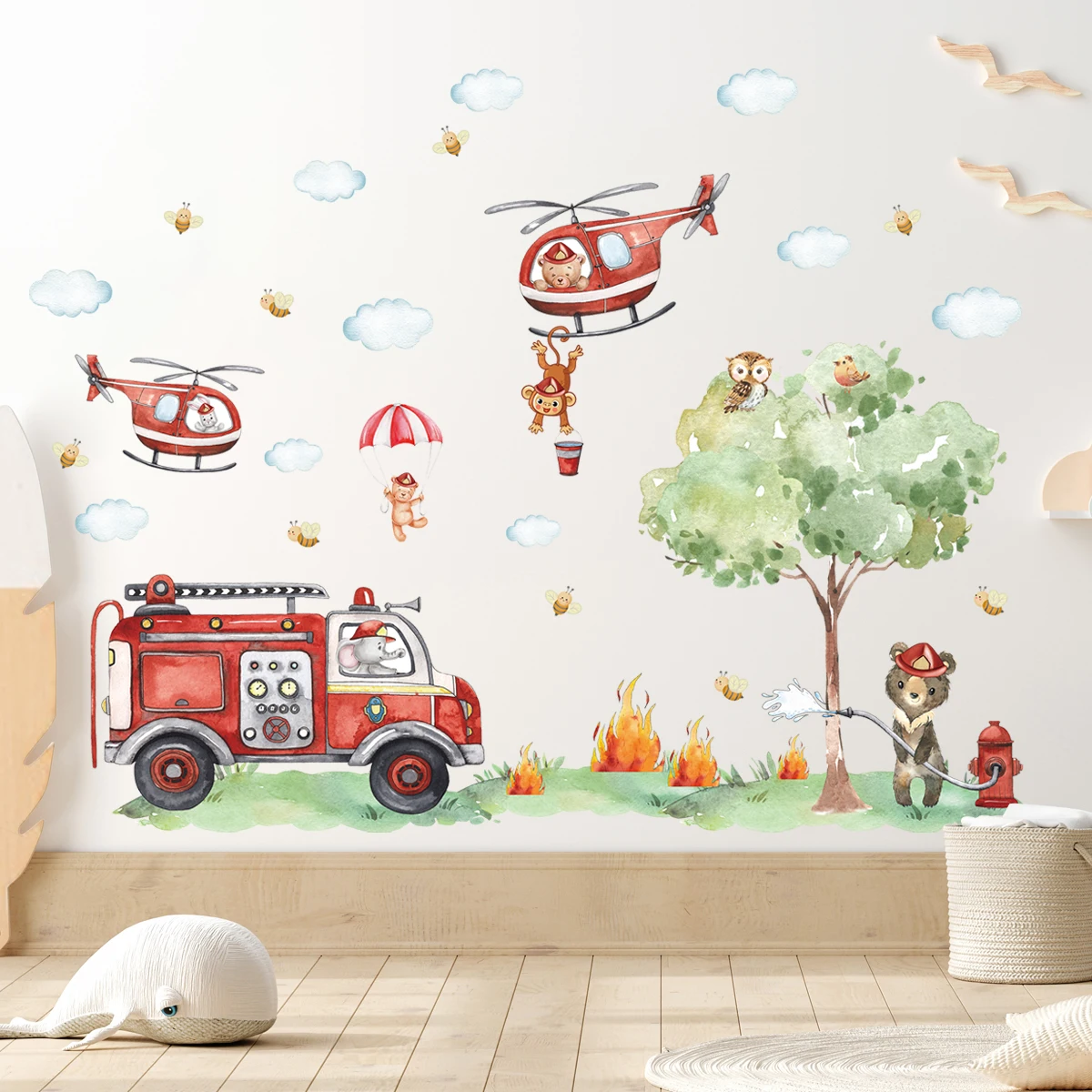 Cartoon Animal Fire Fighting T - Baby Nursery Water recension och pris