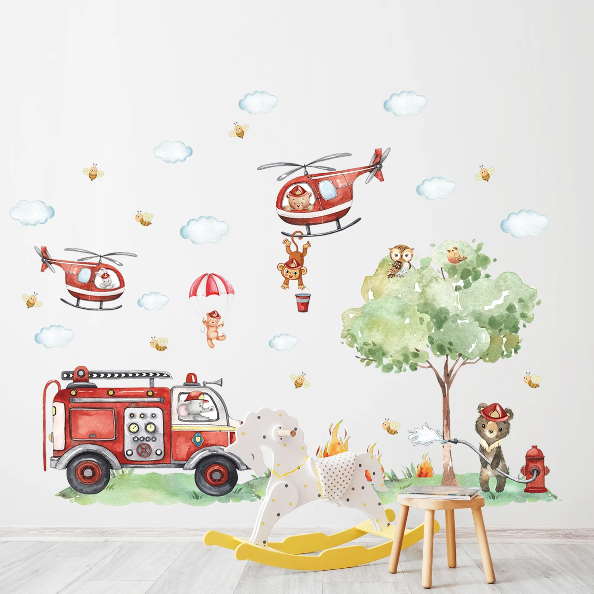 Cartoon Animal Fire Fighting T - Baby Nursery Water recension och pris
