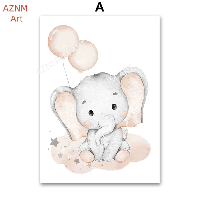 Elephant Balloon Rainbow Moon  - Baby Nursery Prints recension och pris