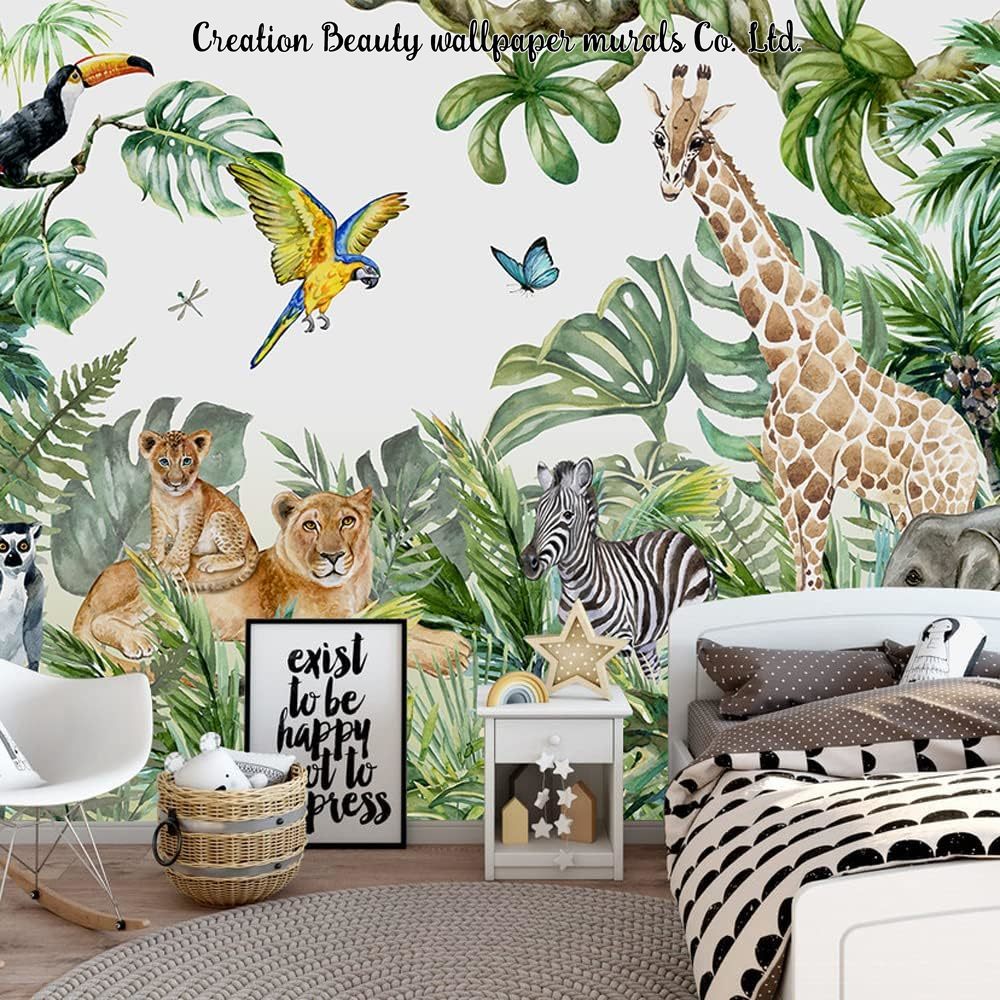 Watercolor Animals Jungle Wall - Baby Nursery Water recension och pris