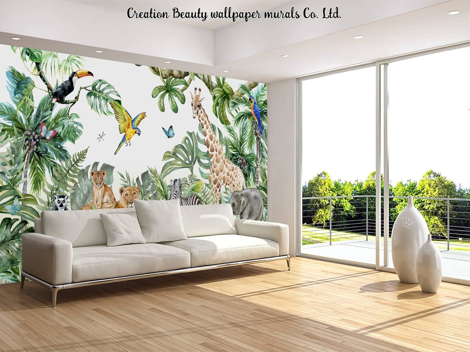 Watercolor Animals Jungle Wall - Baby Nursery Water recension och pris