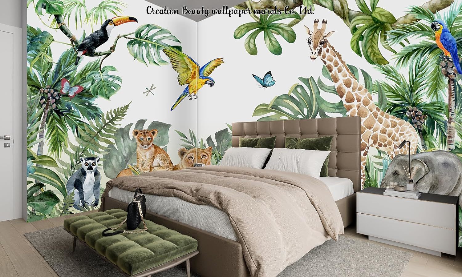 Watercolor Animals Jungle Wall - Baby Nursery Water recension och pris