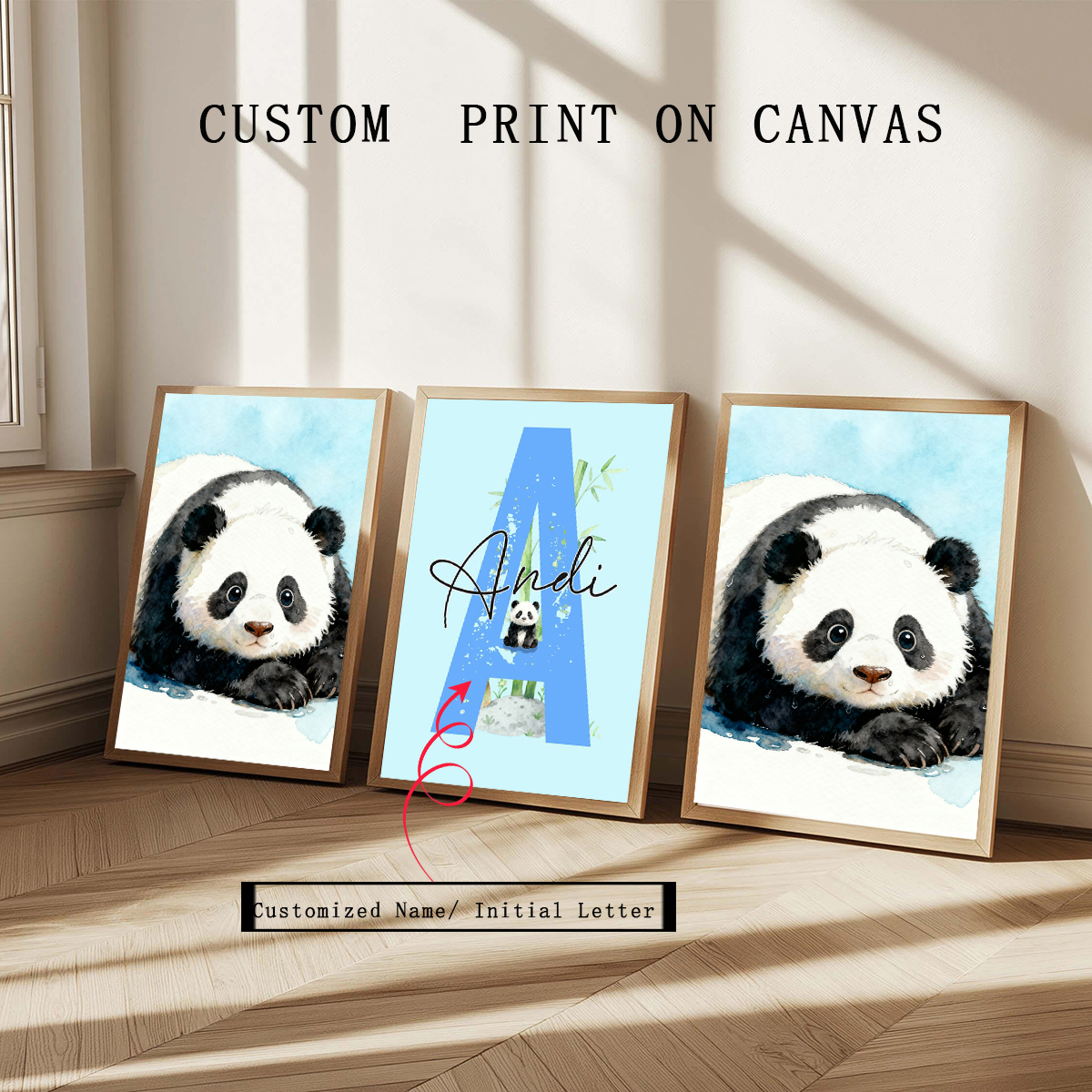 3pcs Personalized Panda Nurser - Baby Nursery Prints recension och pris