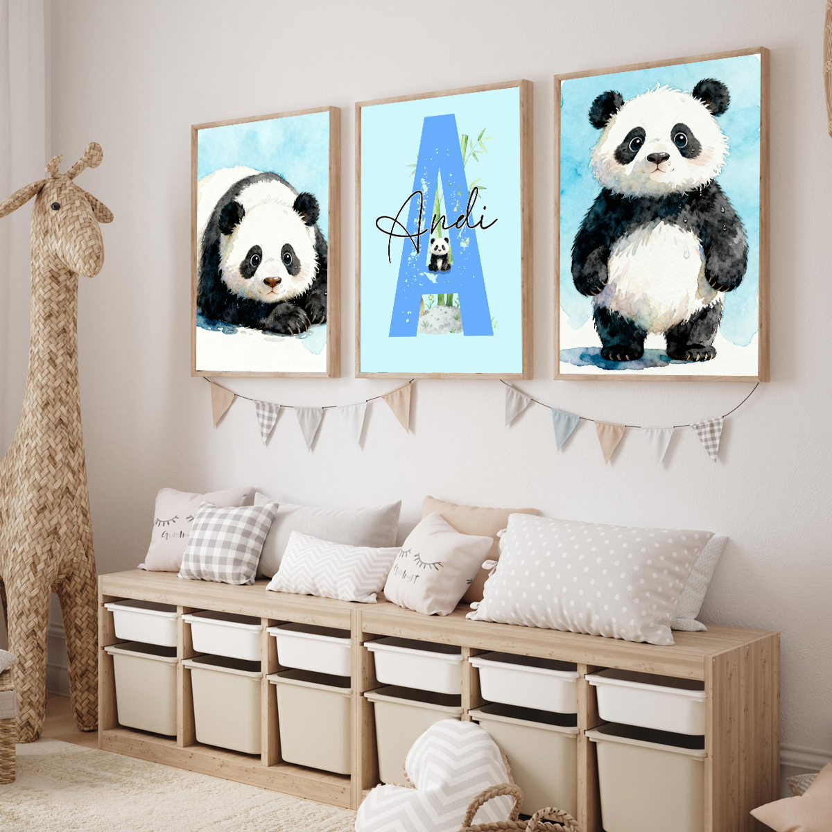 3pcs Personalized Panda Nurser - Baby Nursery Prints recension och pris