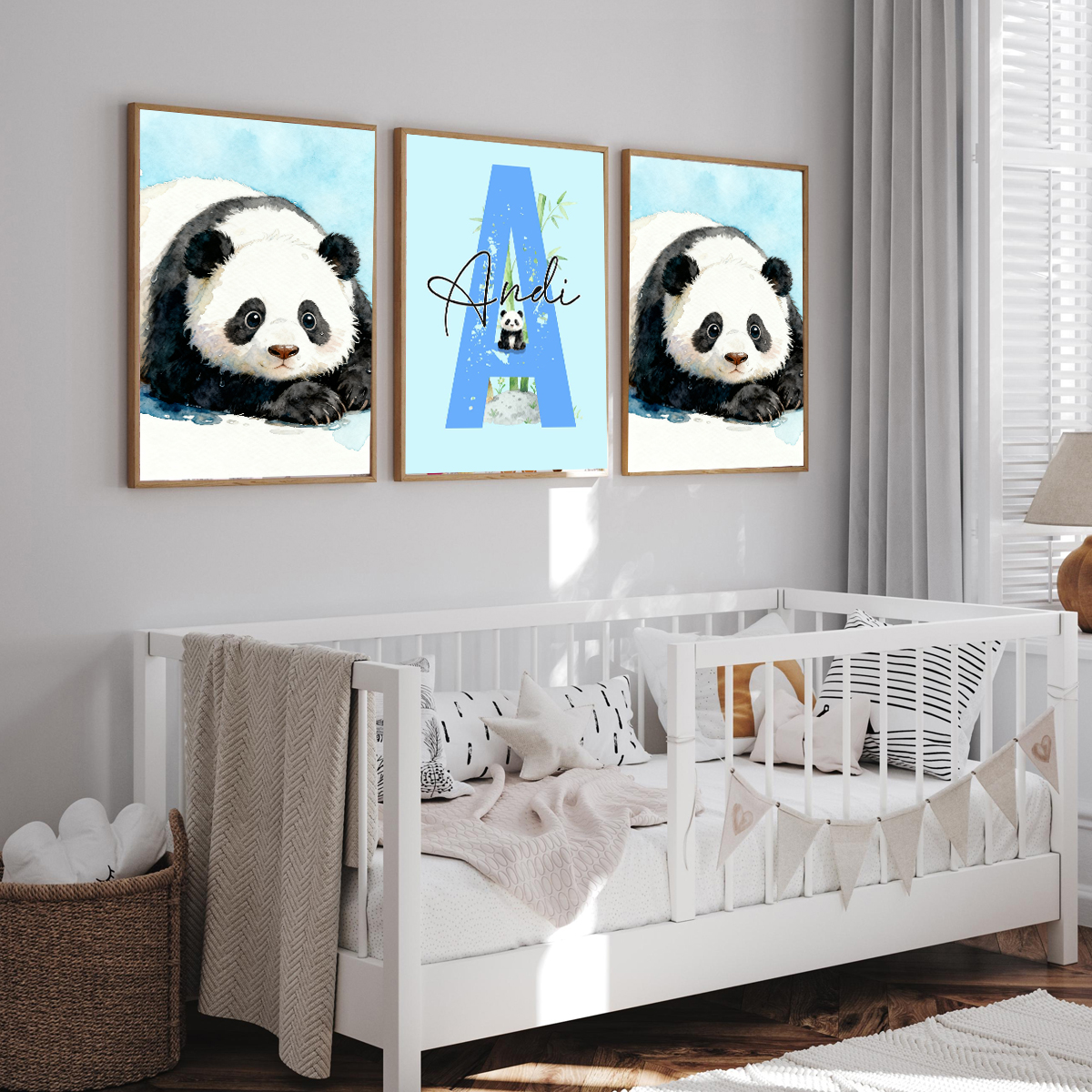 3pcs Personalized Panda Nurser - Baby Nursery Prints recension och pris
