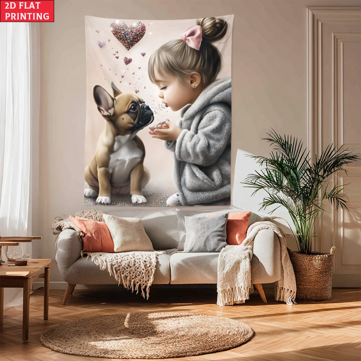 Girl with french bulldog puppy - Baby Nursery Girl Room recension och pris