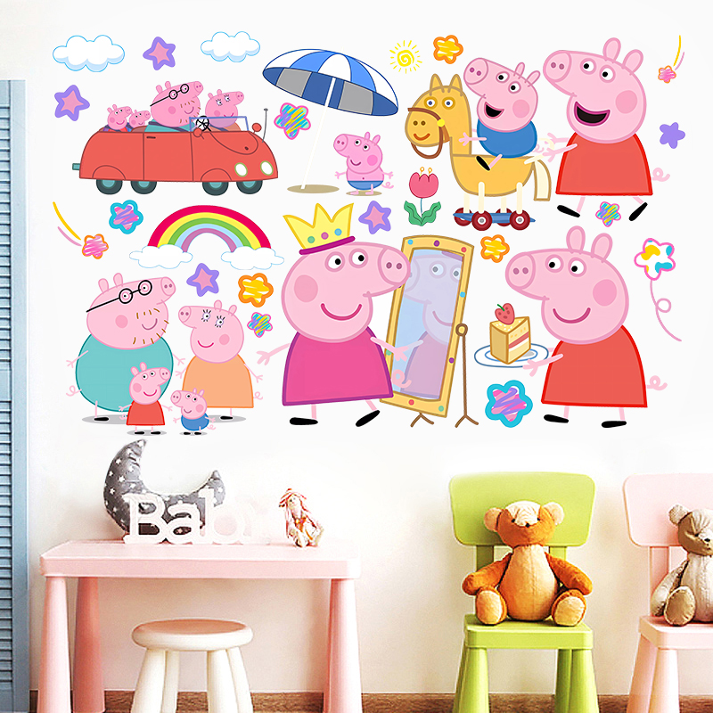 Cartoon Peppa Pig Wall Sticker - Baby Nursery Decals recension och pris