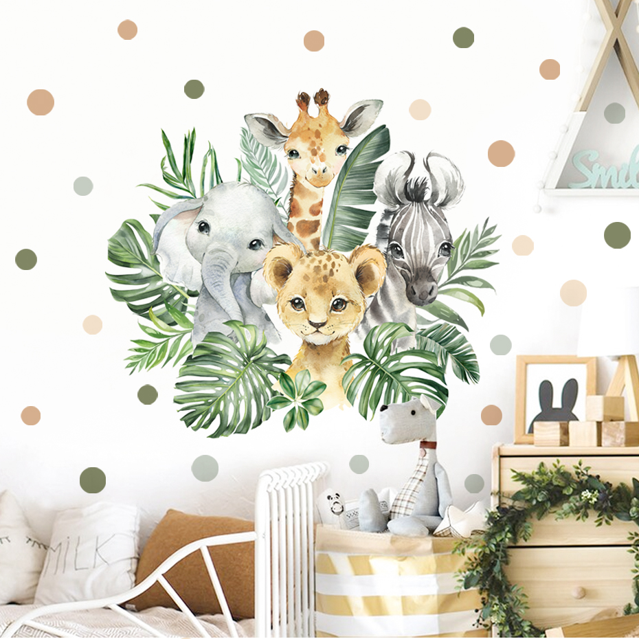 Cartoon Jungle Animals Leaves  - Baby Nursery Set Furniture recension och pris
