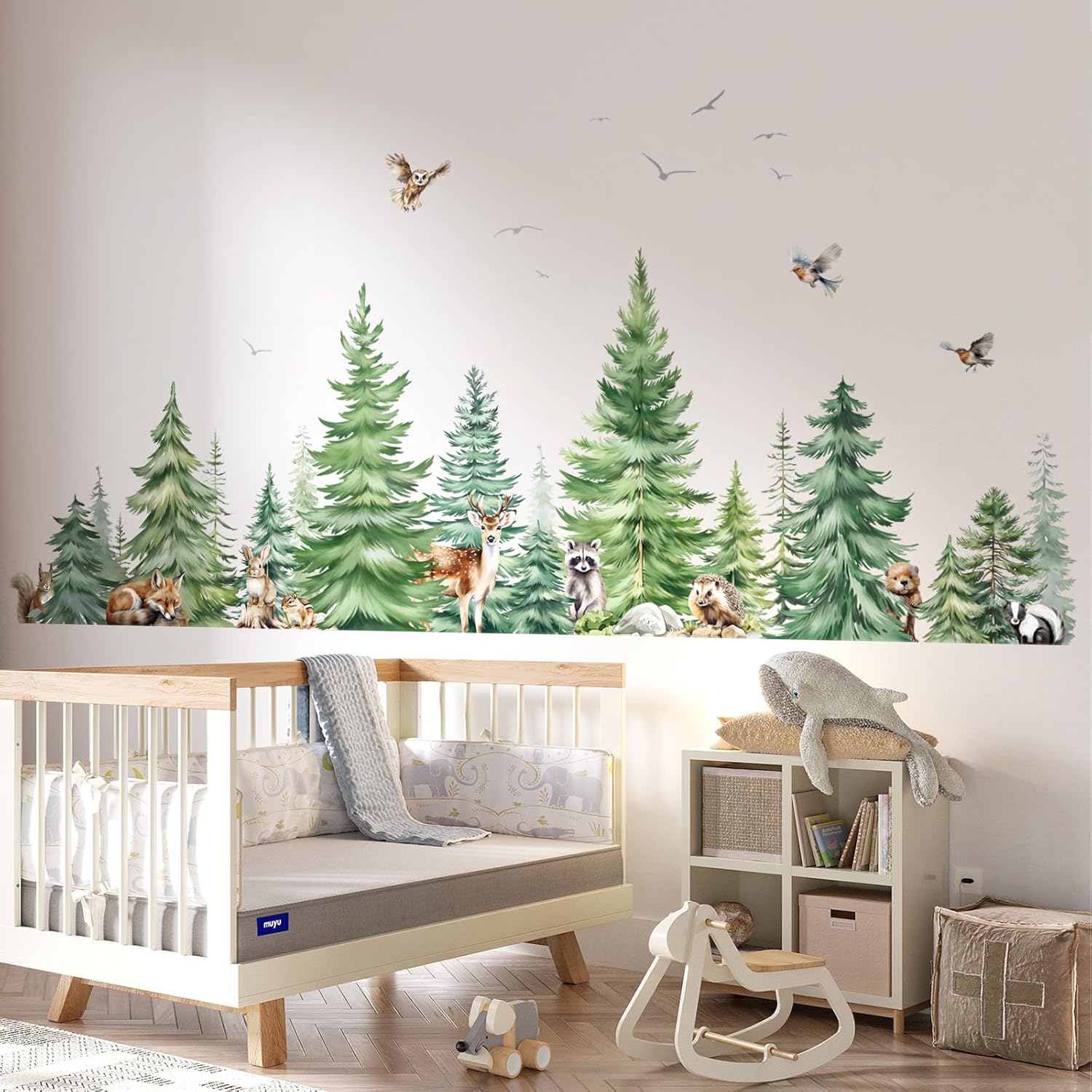 Large Watercolor Pine Tree Ani - Baby Nursery Set Furniture recension och pris