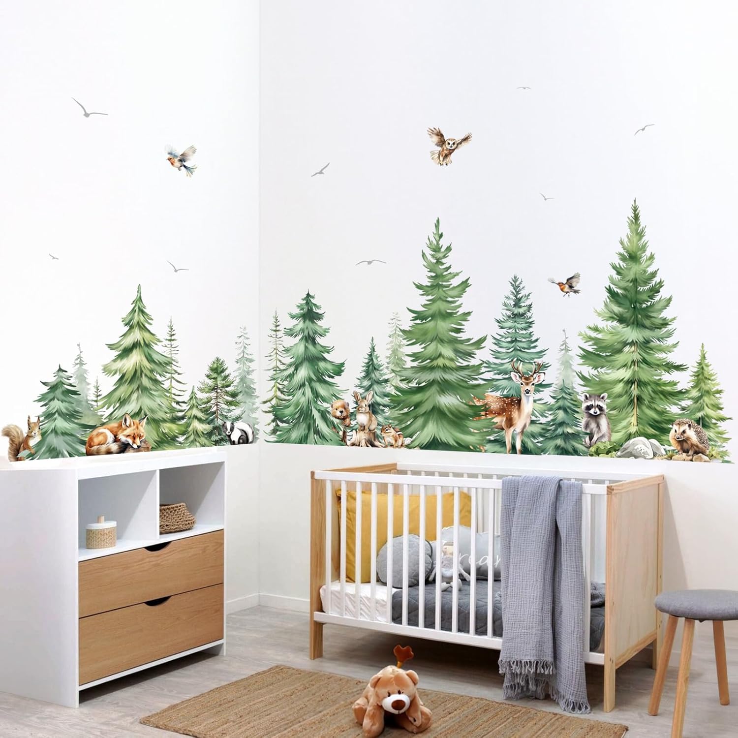 Large Watercolor Pine Tree Ani - Baby Nursery Set Furniture recension och pris