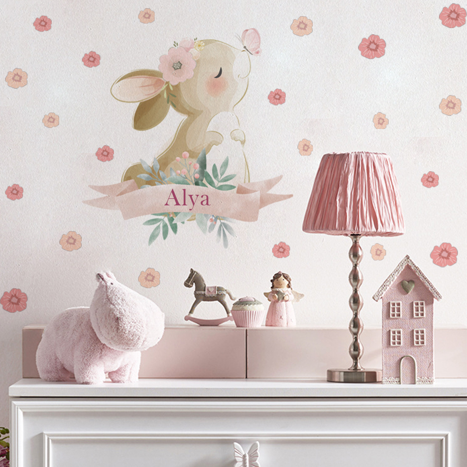 Custom Names Cute Pink Bunny P - Baby Nursery Set Furniture recension och pris