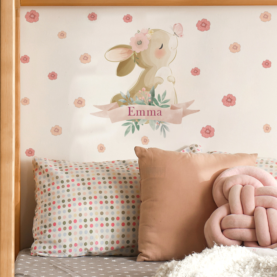 Custom Names Cute Pink Bunny P - Baby Nursery Set Furniture recension och pris