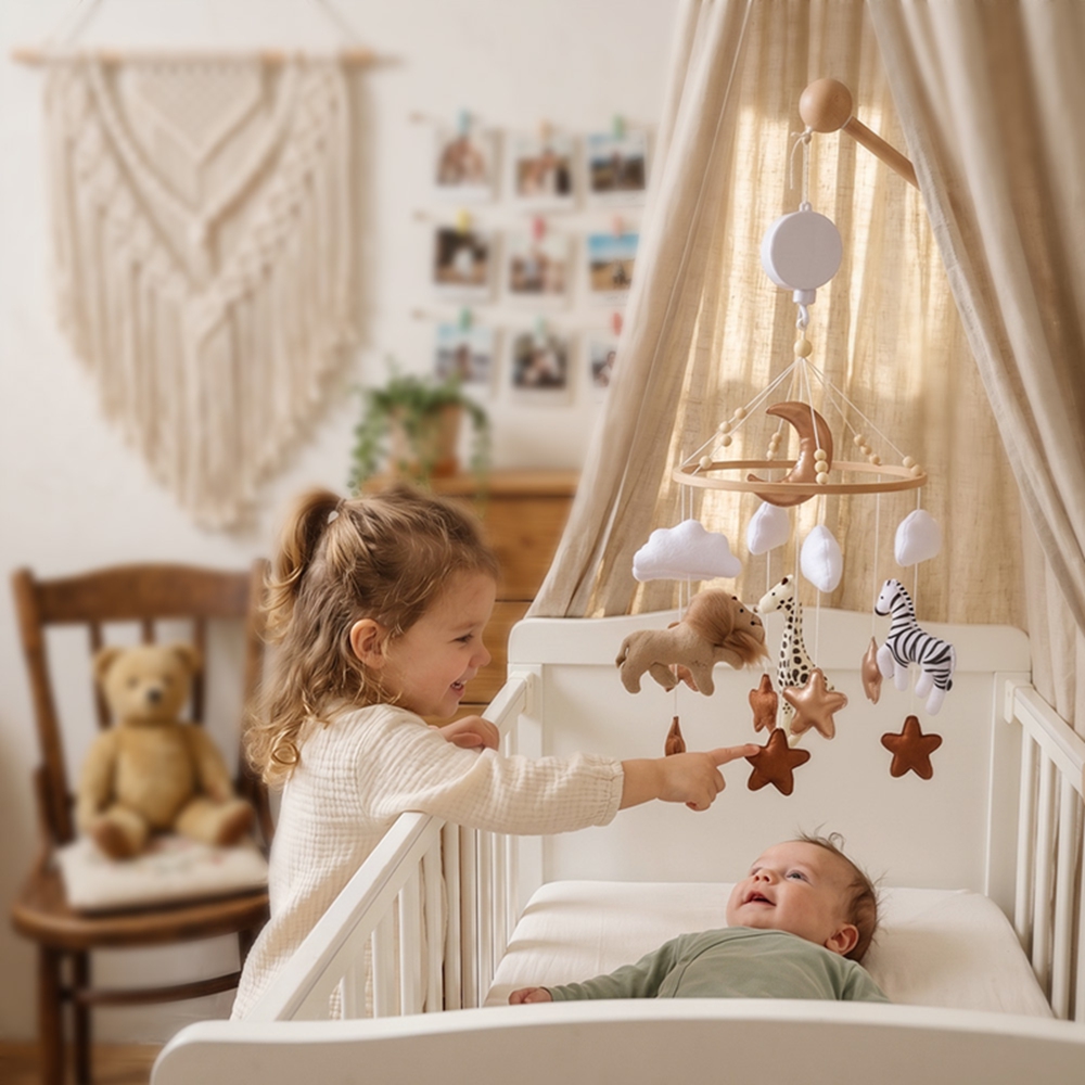 Wooden Bed Bell Baby Crib Mobi - Baby Nursery Bedding recension och pris