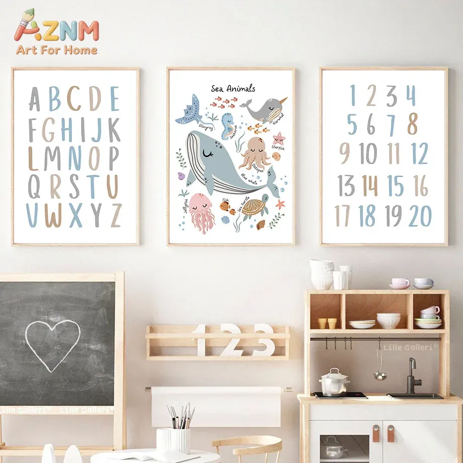 Whale Turtle Seahorse Octopus  - Baby Nursery Prints recension och pris