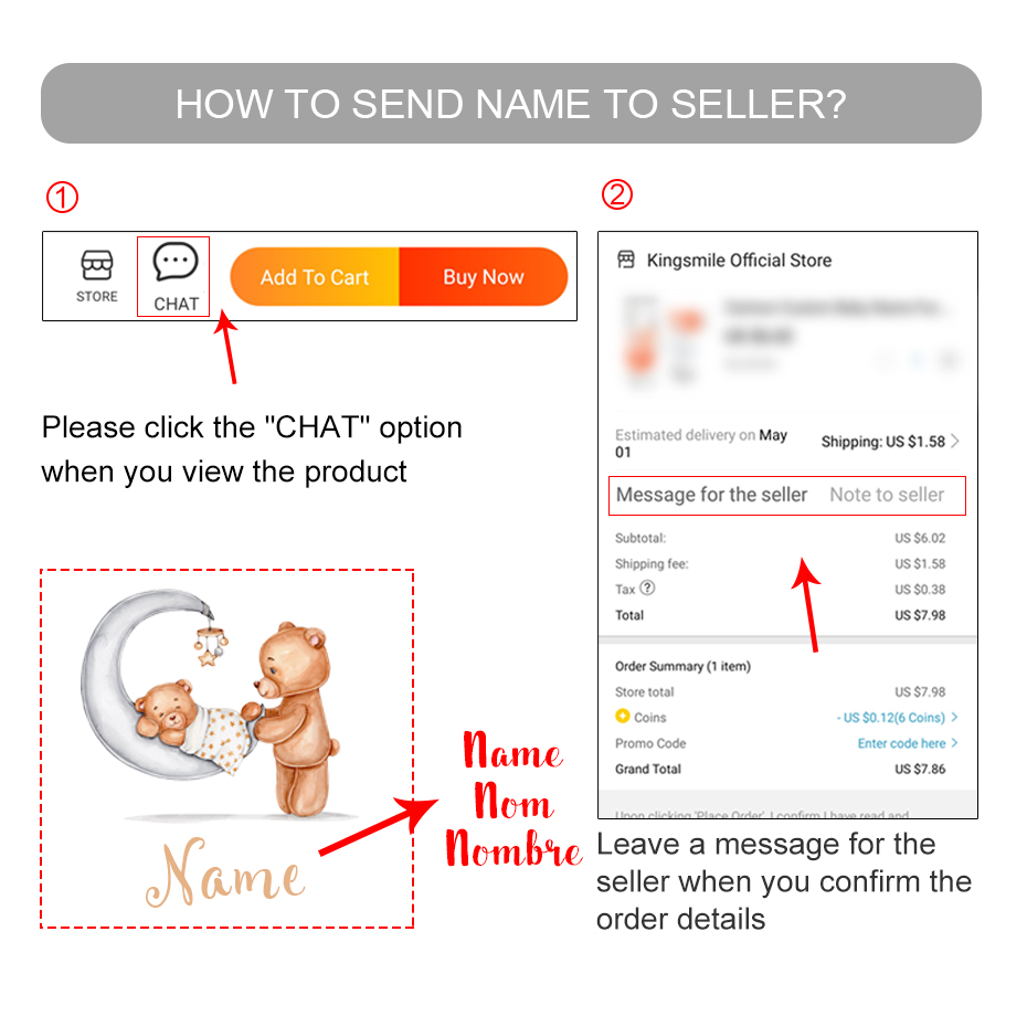 Custom Name Cartoon Bear Moon  - Baby Nursery Set Furniture recension och pris