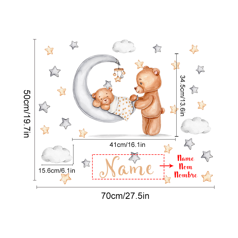 Custom Name Cartoon Bear Moon  - Baby Nursery Set Furniture recension och pris