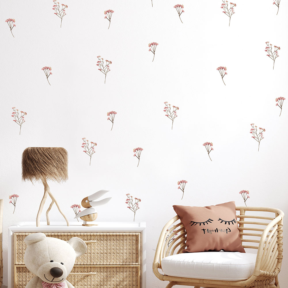 Pink  Watercolor Flower Wall S - Baby Nursery Set Furniture recension och pris