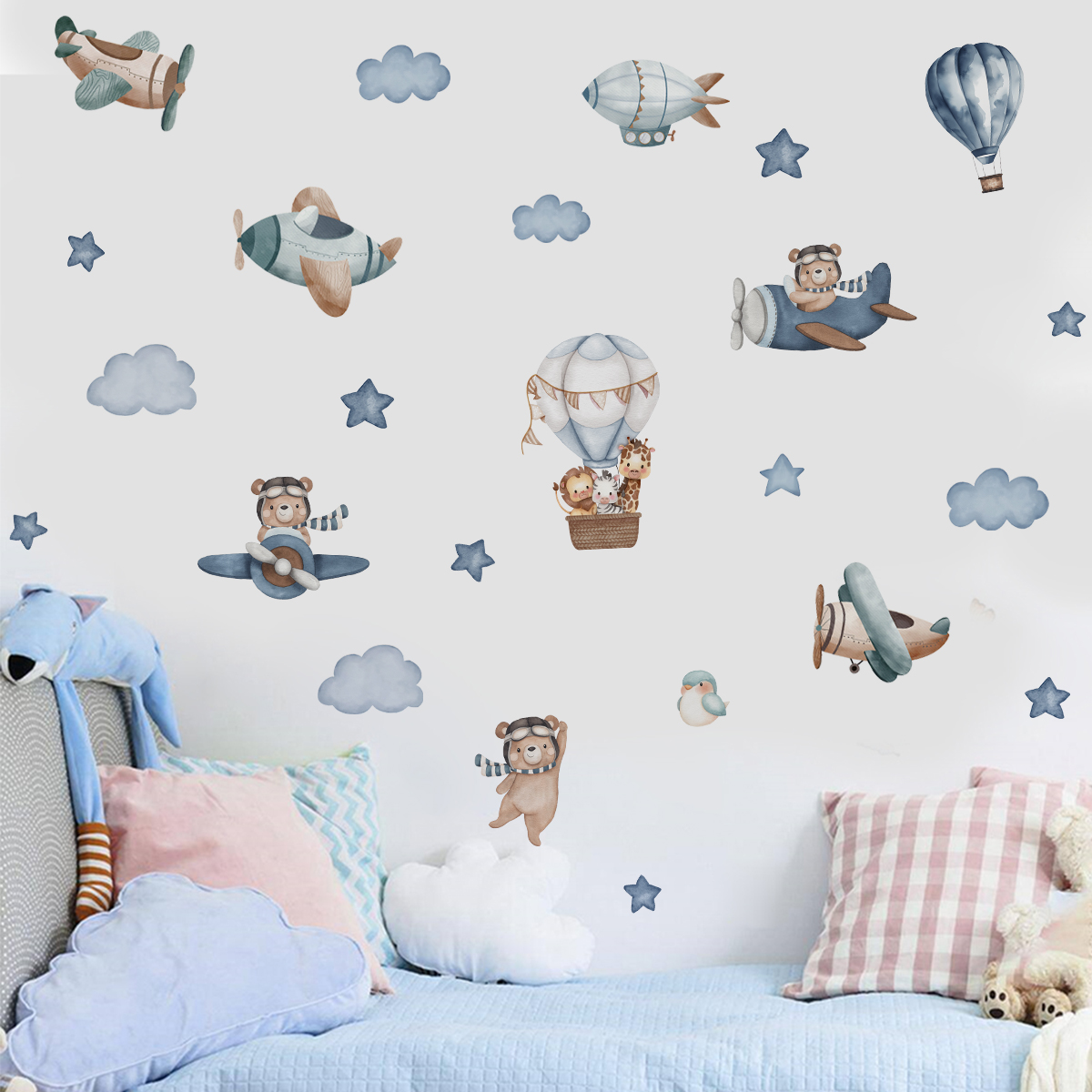 Watercolor Animals Hot Air Bal - Baby Nursery Set Furniture recension och pris