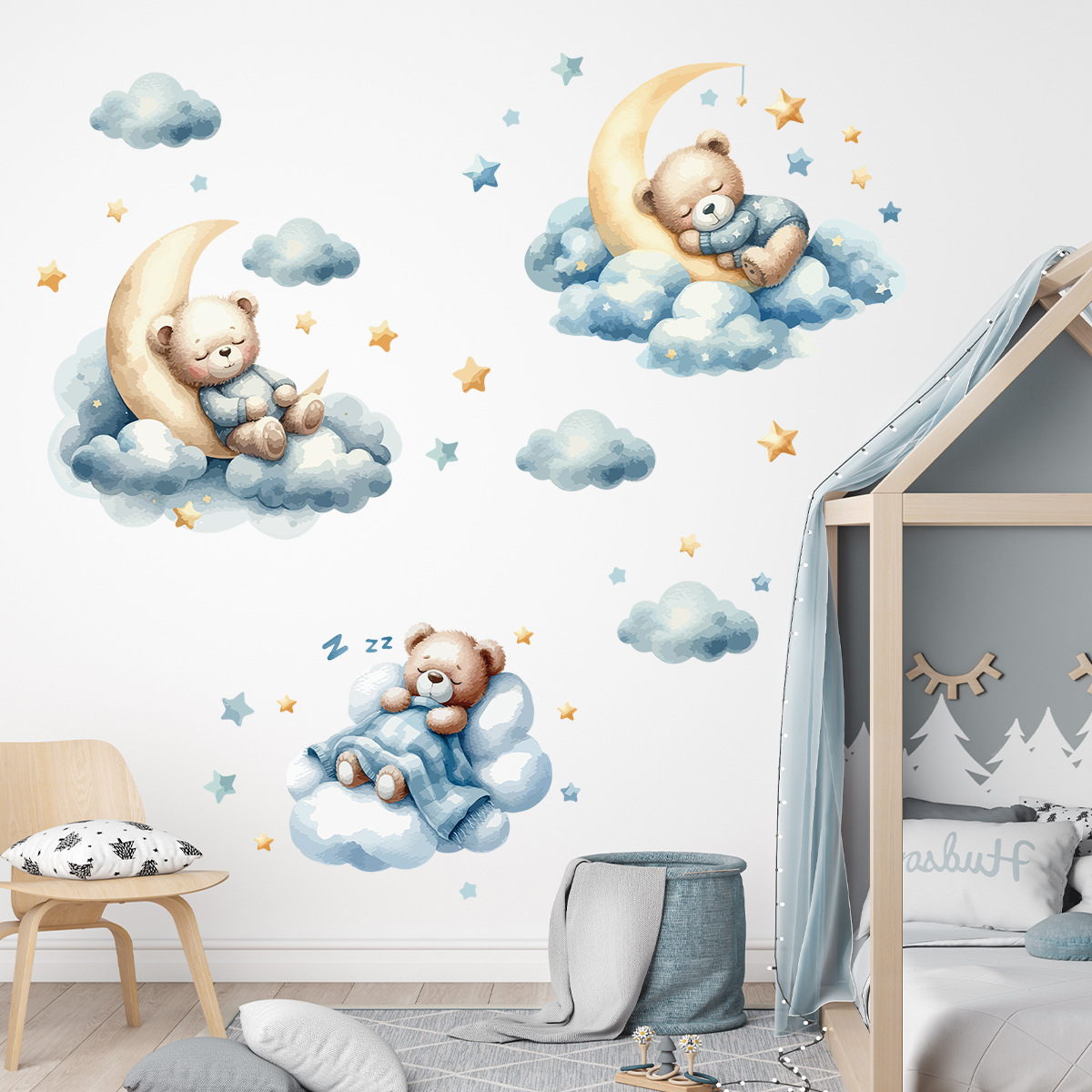Watercolor Bear Sleep Moon Clo - Baby Nursery Set Furniture recension och pris