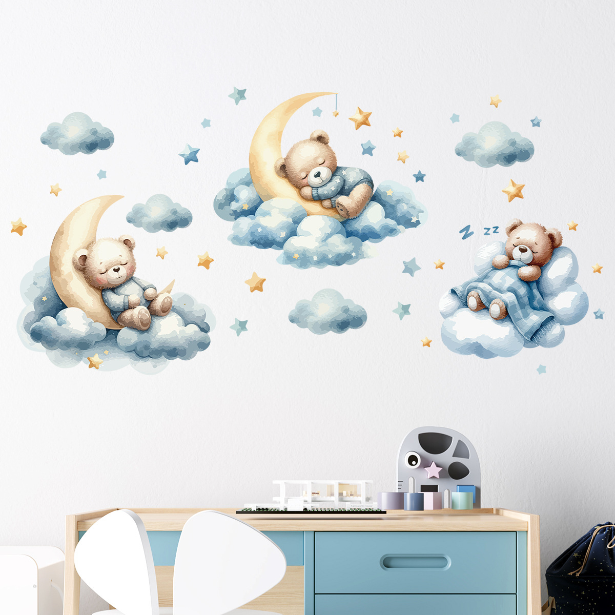 Watercolor Bear Sleep Moon Clo - Baby Nursery Set Furniture recension och pris