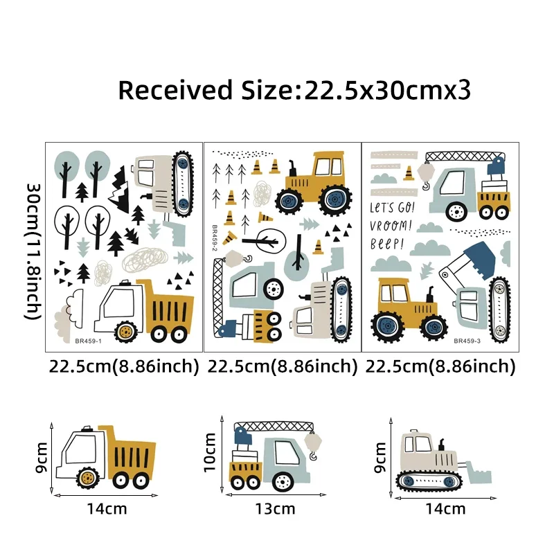 Hand Drawn Cute Cars Cargo Tru - Baby Nursery Decals recension och pris