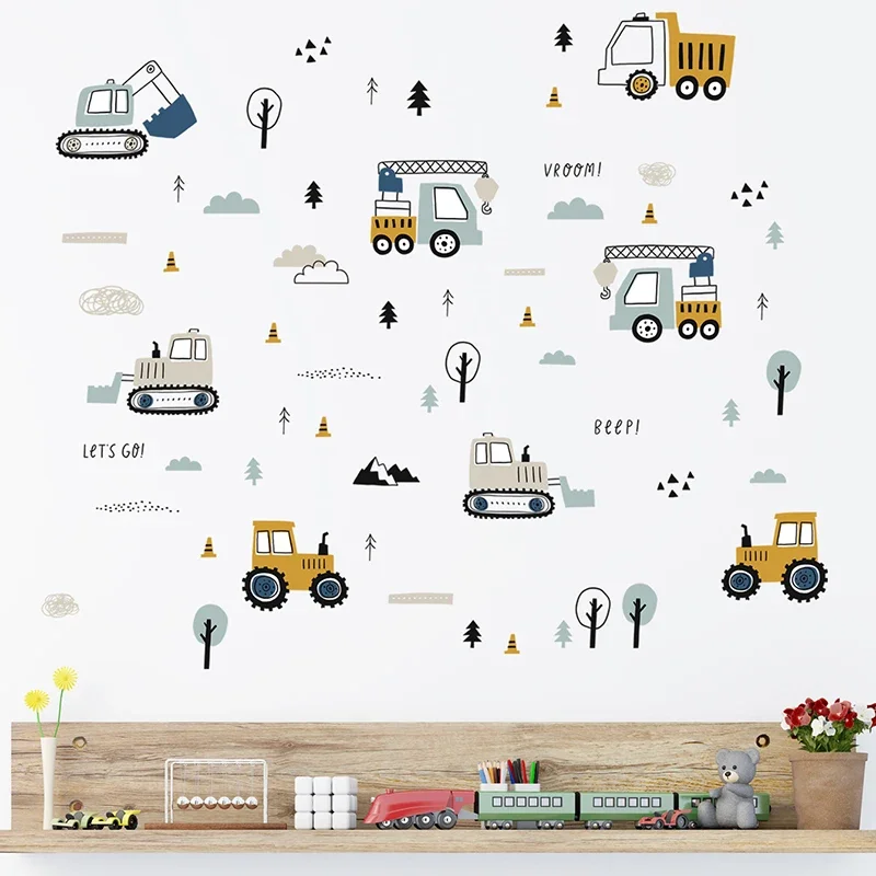 Hand Drawn Cute Cars Cargo Tru - Baby Nursery Decals recension och pris