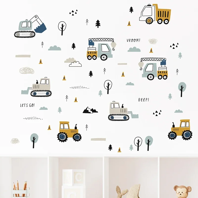 Hand Drawn Cute Cars Cargo Tru - Baby Nursery Decals recension och pris