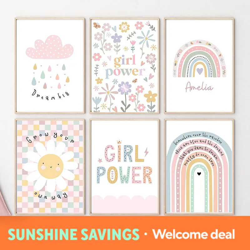 Sun Flower Rainbow Cloud Heart - Baby Nursery Prints recension och pris