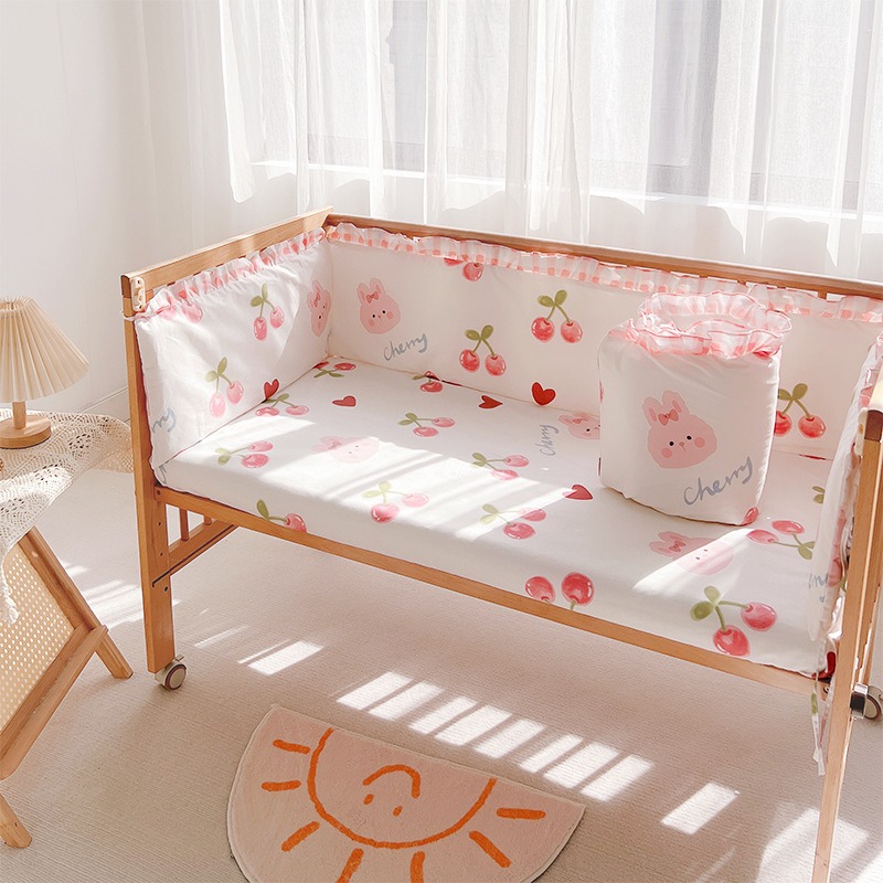 5Pcs Crib Bedding Set Girl Bab - Baby Nursery Bedding recension och pris