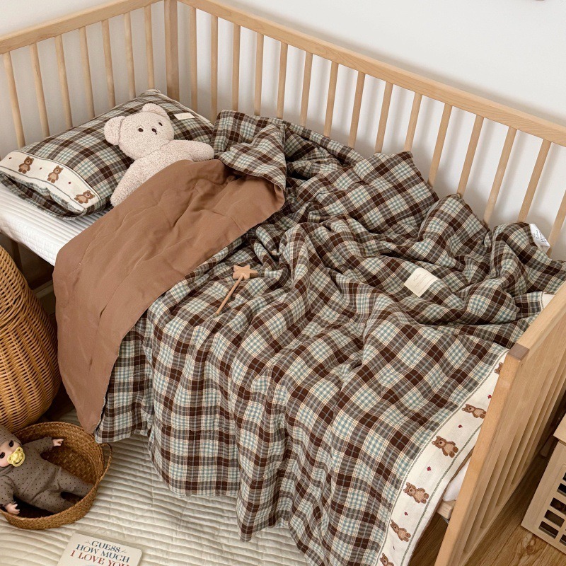 Breathable Grid Linen Quilt fo - Baby Nursery Bedding recension och pris