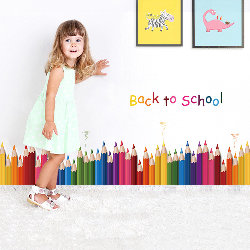 Cartoon Colour Pencil Baseboar - Baby Nursery Decals recension och pris