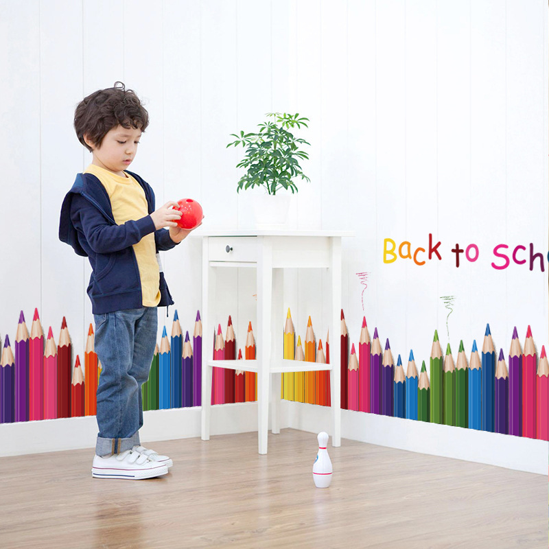 Cartoon Colour Pencil Baseboar - Baby Nursery Decals recension och pris