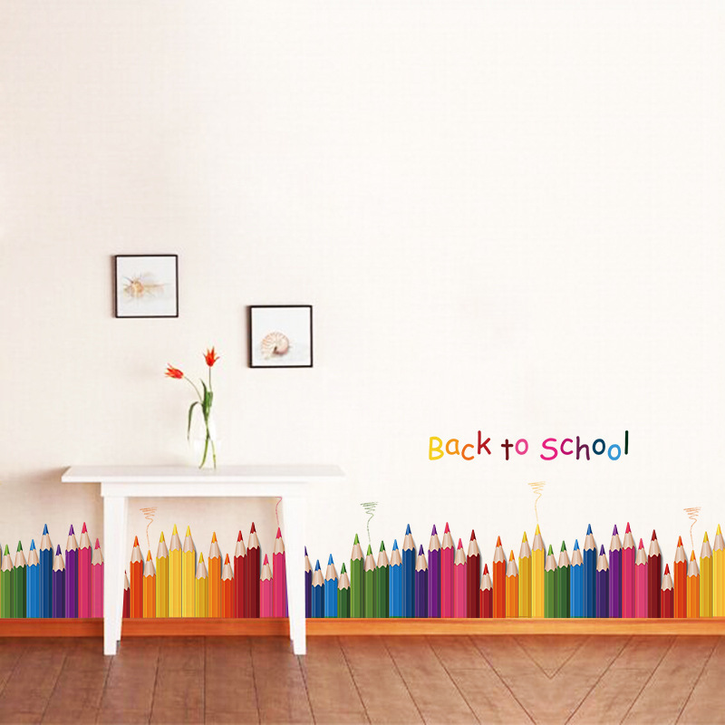 Cartoon Colour Pencil Baseboar - Baby Nursery Decals recension och pris