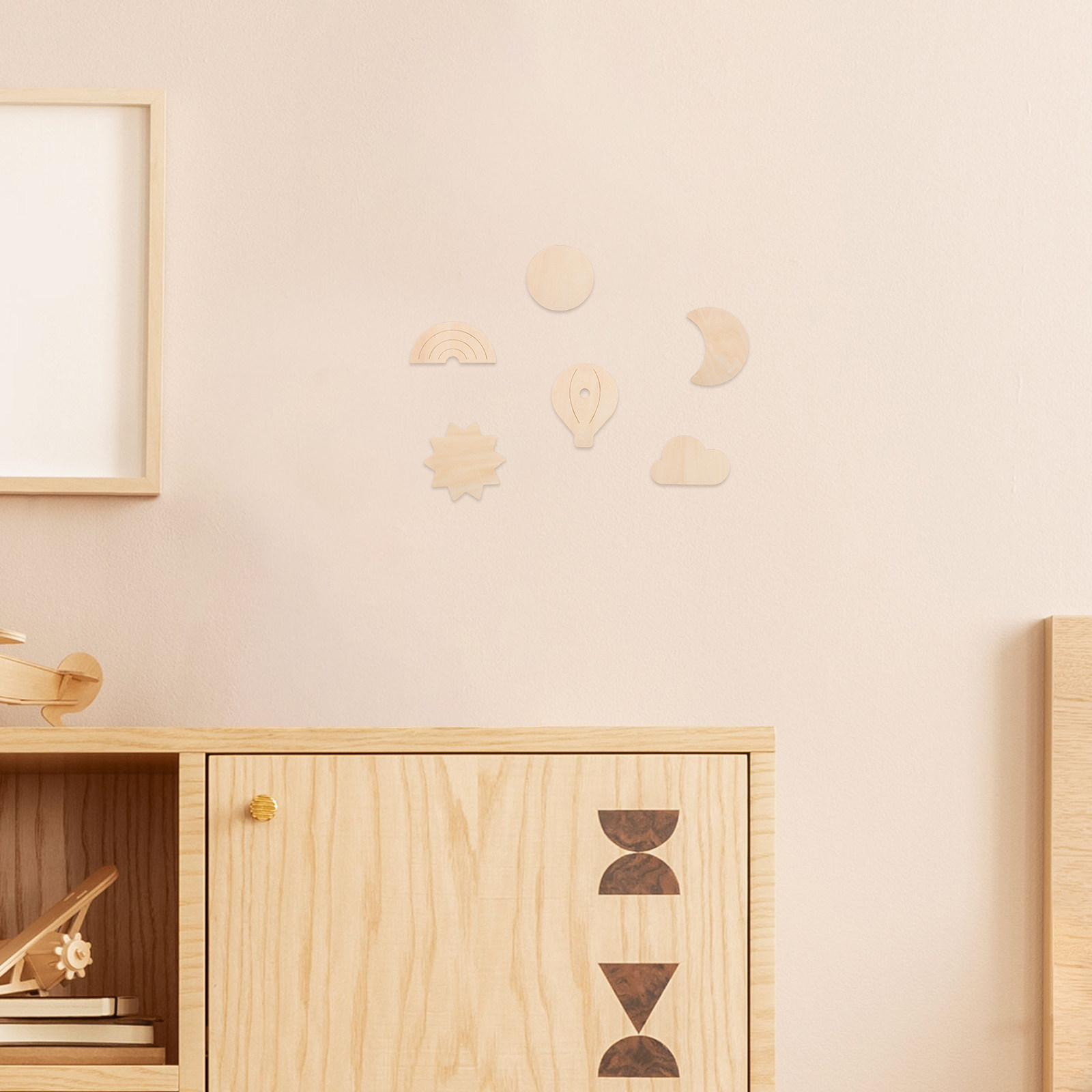 6Pcs Wooden Wall Stickers Sky  - Baby Nursery Hot Air Balloon Theme recension och pris