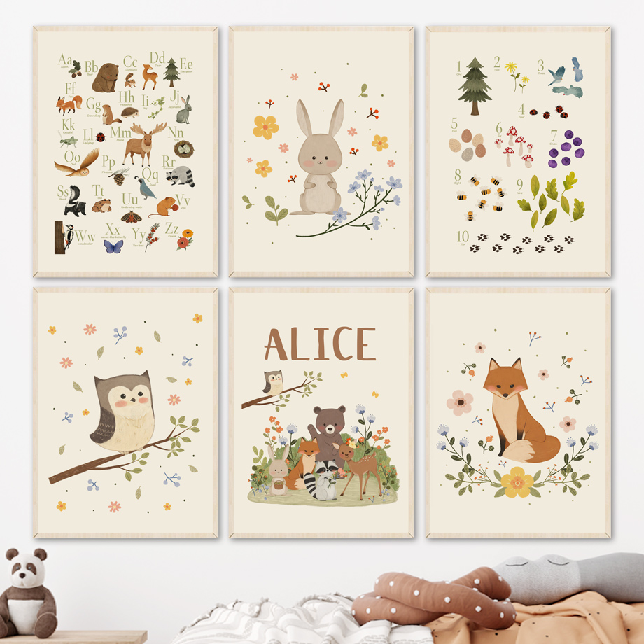 1pc frameless Cute Rabbit Fox  - Baby Nursery Prints recension och pris