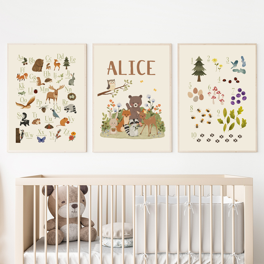 1pc frameless Cute Rabbit Fox  - Baby Nursery Prints recension och pris