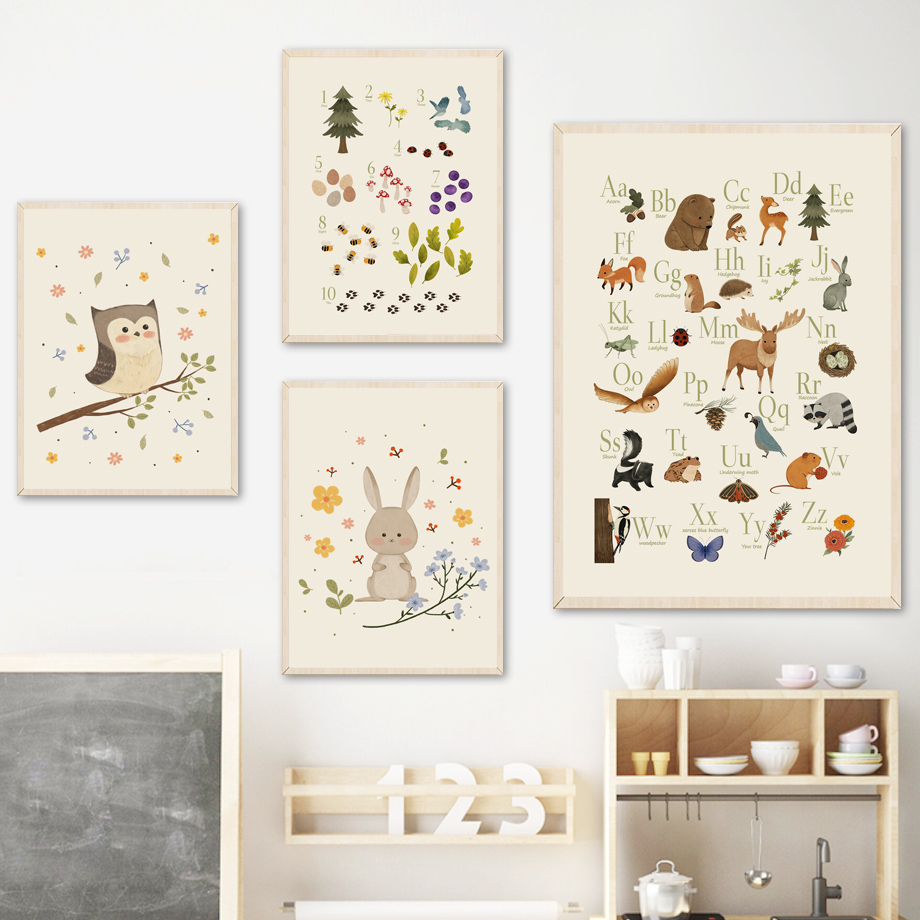 1pc frameless Cute Rabbit Fox  - Baby Nursery Prints recension och pris