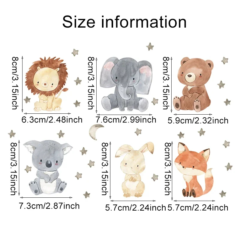 1/2/4set Cartoon Animals Wall  - Baby Nursery Water recension och pris
