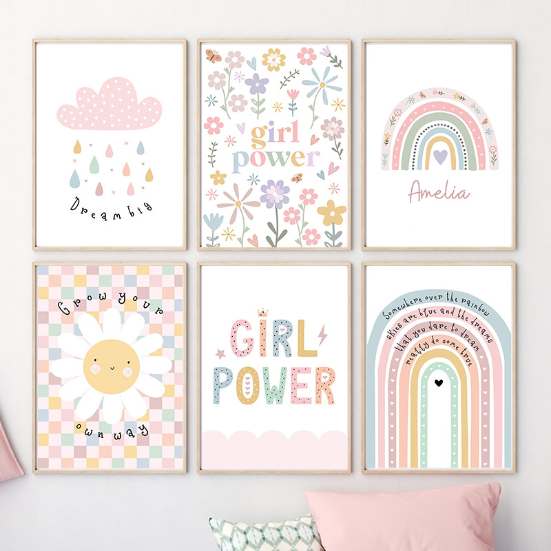 Sun Flower Rainbow Cloud Heart - Baby Nursery Prints recension och pris