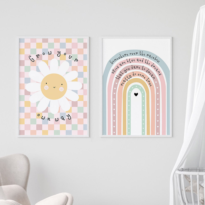 Sun Flower Rainbow Cloud Heart - Baby Nursery Prints recension och pris