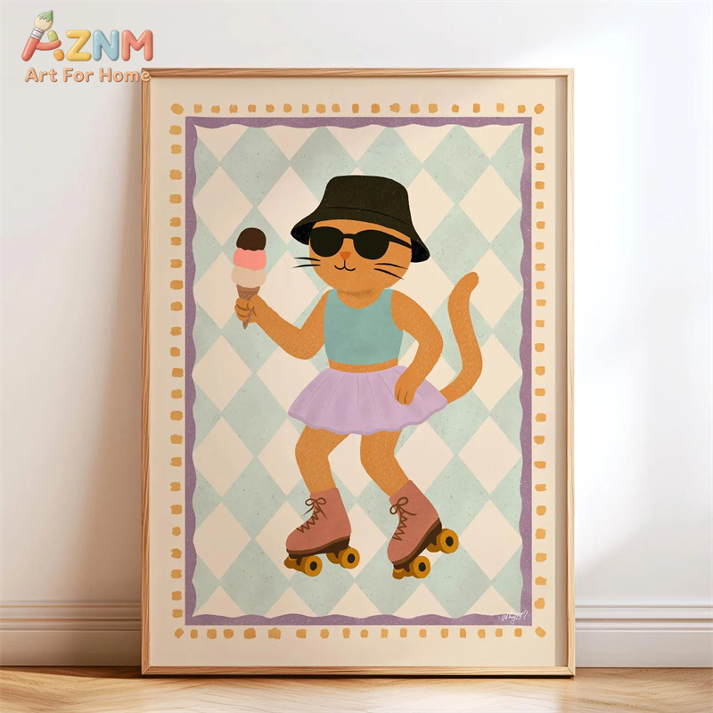 AZNM Retro Groovy Cute Animal  - Baby Nursery Pictures recension och pris