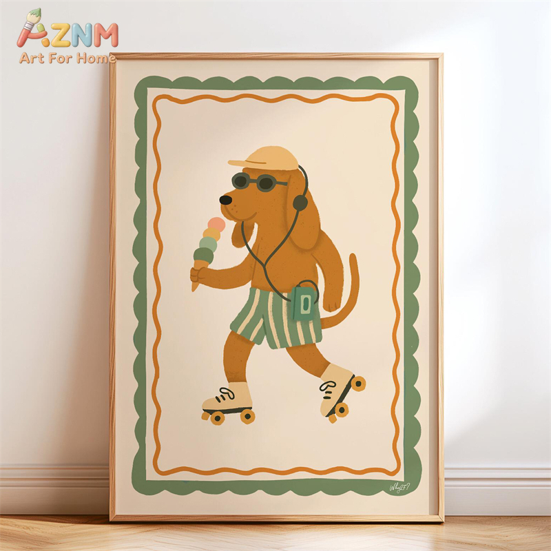 AZNM Retro Groovy Cute Animal  - Baby Nursery Pictures recension och pris