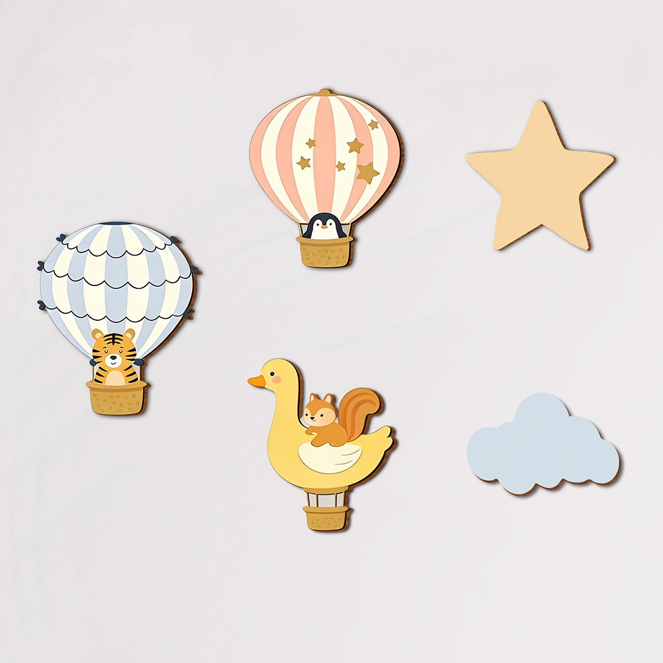 5Pcs Animal Hot Air Balloon Wo - Baby Nursery Decals recension och pris