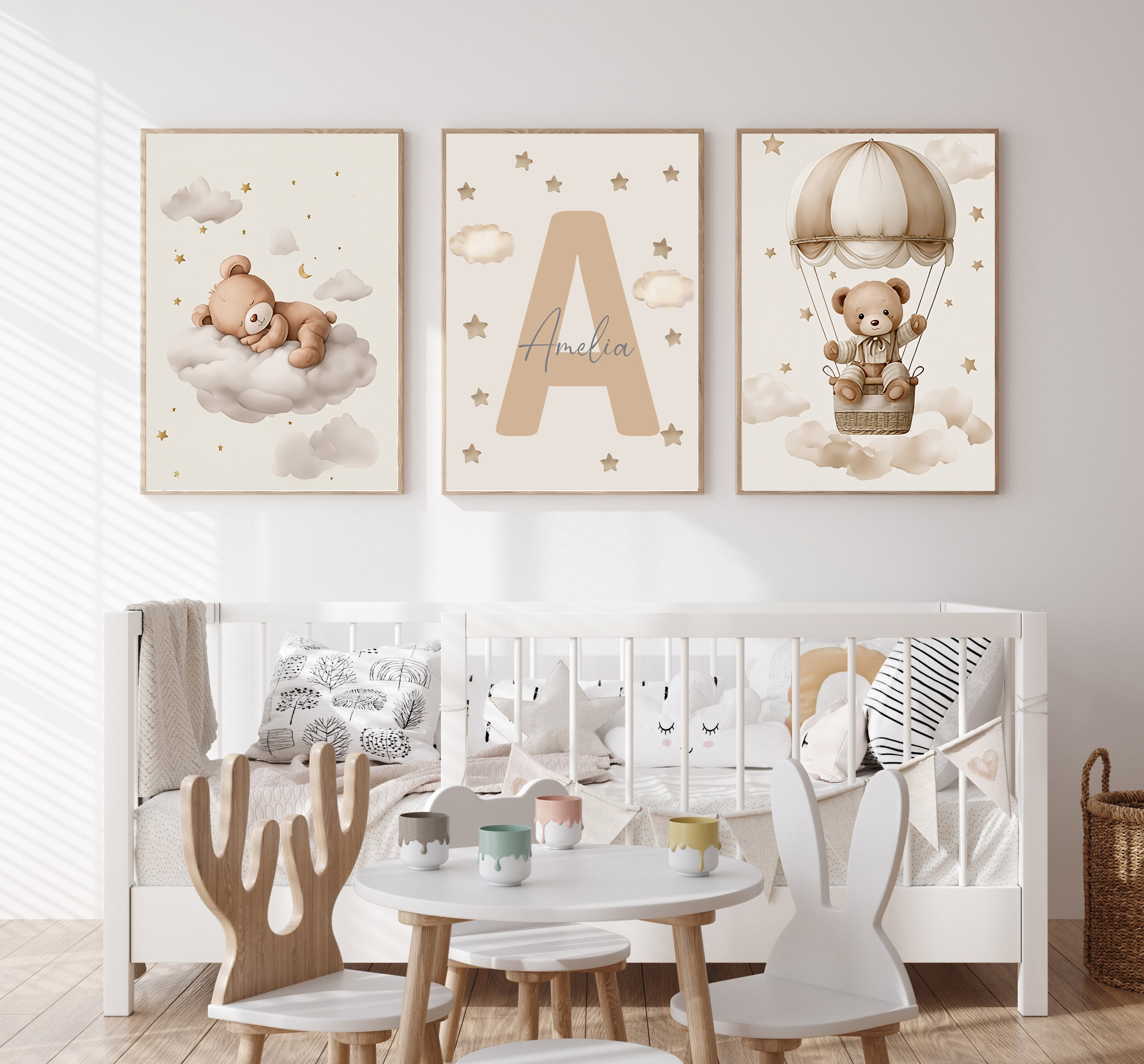 3pcs/set Bohemian Teddy Bear A - Baby Nursery Pictures recension och pris